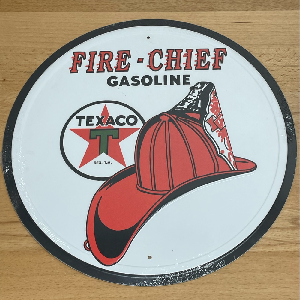 Texaco Fire-Chief Gasoline 11.5” Metal Sign. Made in USA New Sign Vintage Design